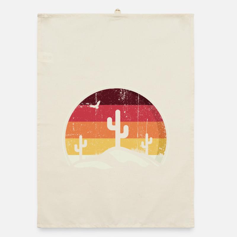 Desert Sunset Cacti Circle Organic dish towel