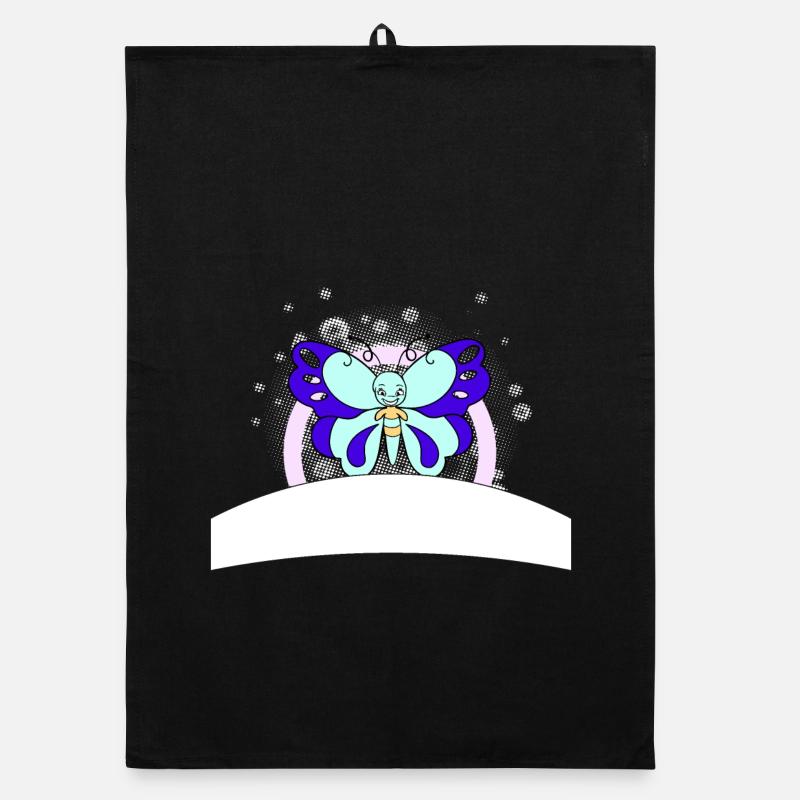 Papillon coloré avec champ d’écriture Torchon bio