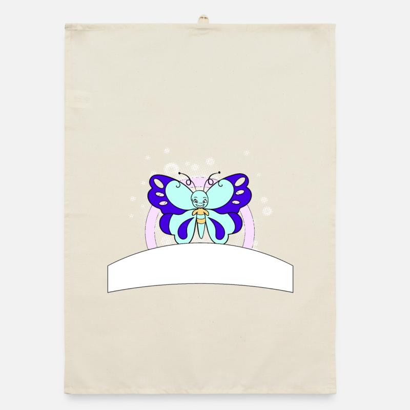 Papillon coloré avec champ d’écriture Torchon bio