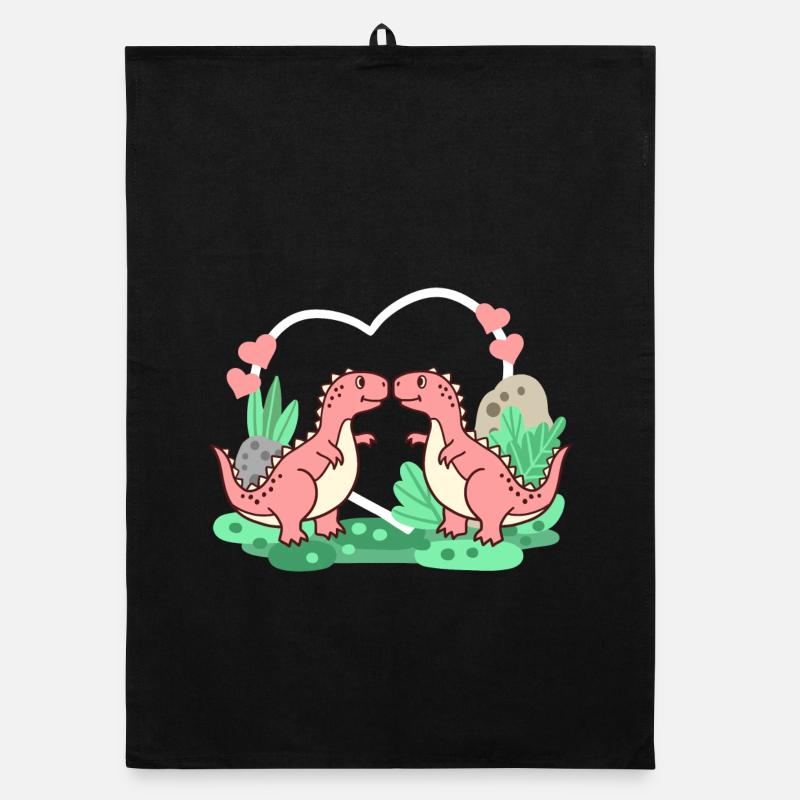 Dinosaurier T-Rex Valentinstag Organic Geschirrtuch