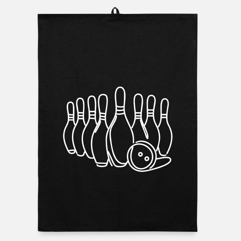 Bowling Pin Ball Drawing Organic dish towel