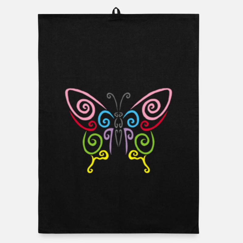 Symbole d'un papillon multicolore Torchon bio