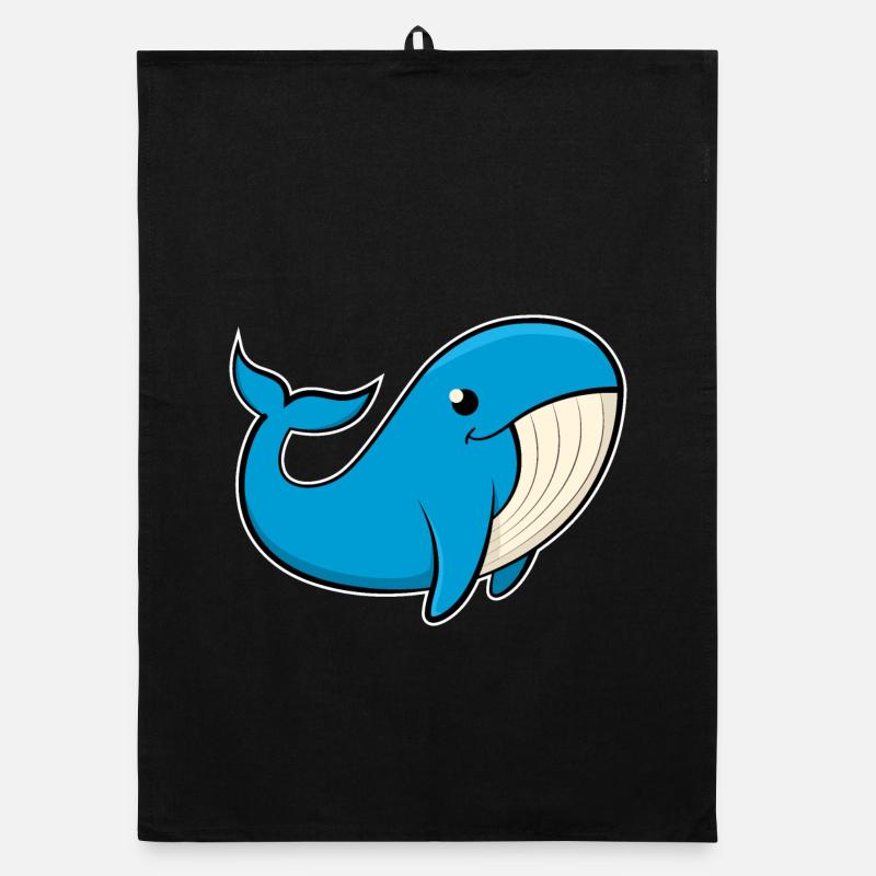 Image joyeuse d’une baleine bleue Torchon bio