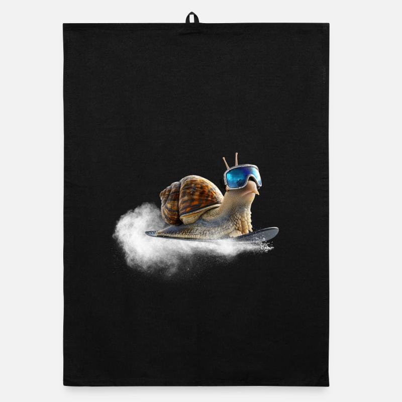 Plus cool que le reste, l’escargot de snowboard. Torchon bio