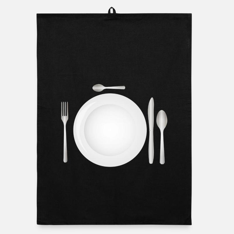 Table setting with empty plate & cutlery Organic dish towel