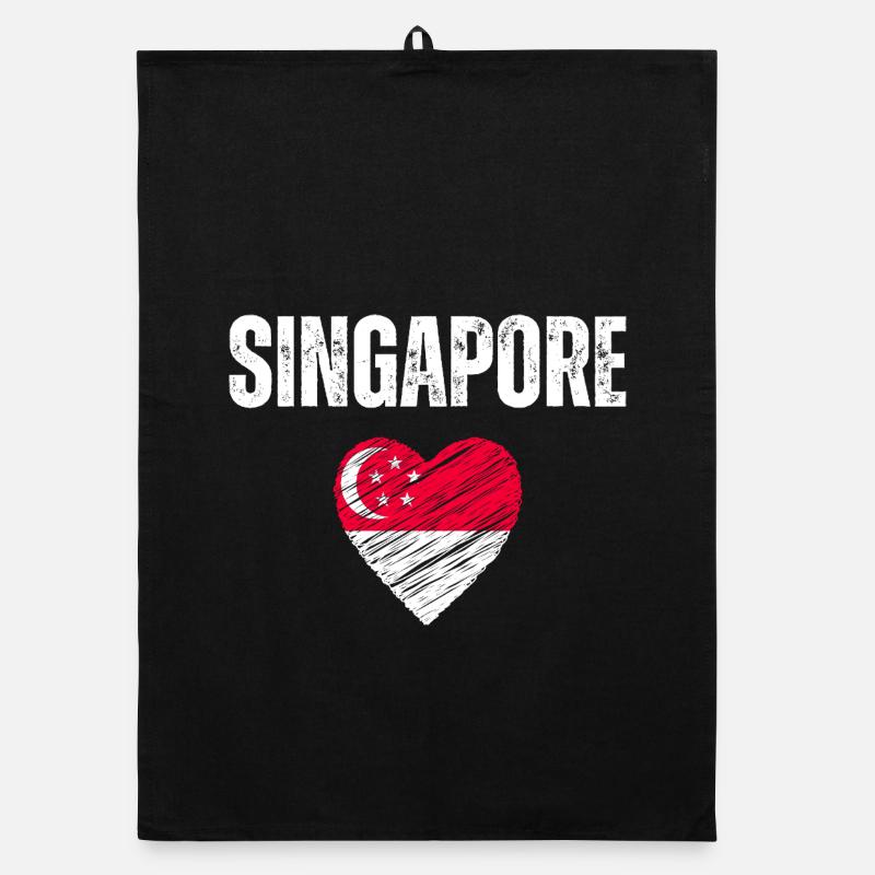 J’aime Singapour, le drapeau de Singapour Torchon bio
