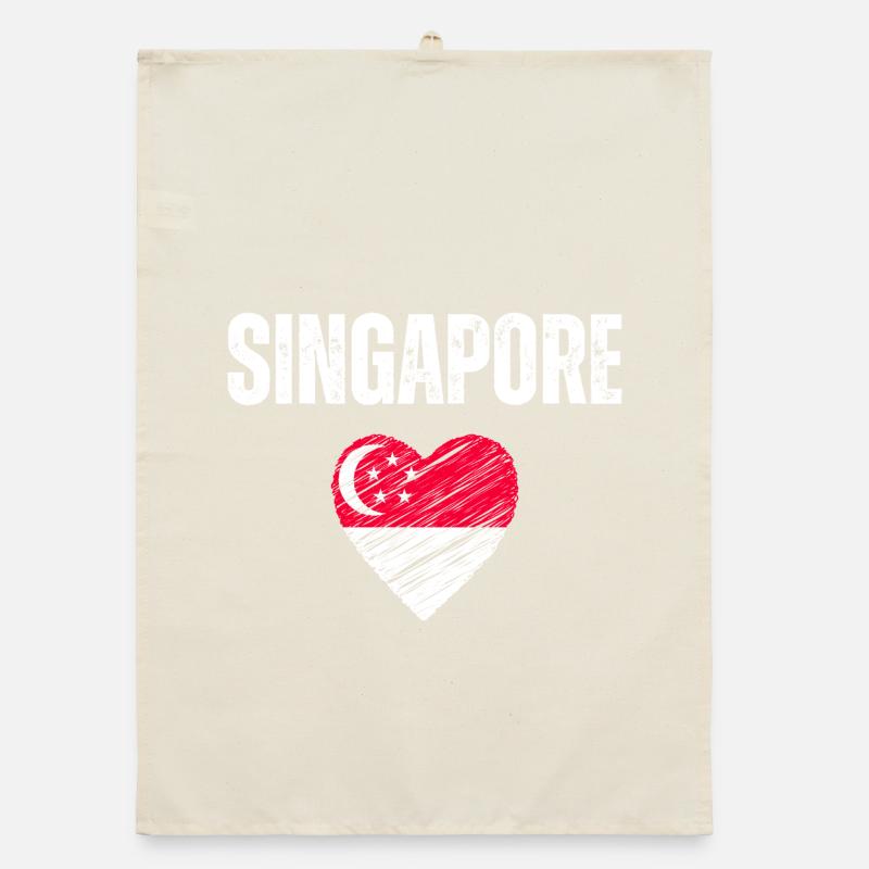 J’aime Singapour, le drapeau de Singapour Torchon bio