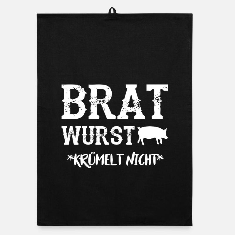 BRATWURST DOESN'T CRUMBLE Funny Grilling BBQ Saying Organic dish towel