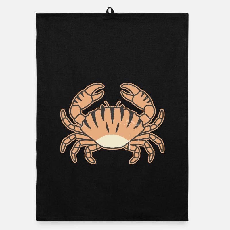 Stylized crab with tiger stripes Organic dish towel