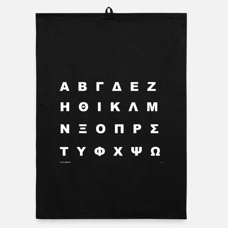 Greek Alphabet (white) Organic dish towel