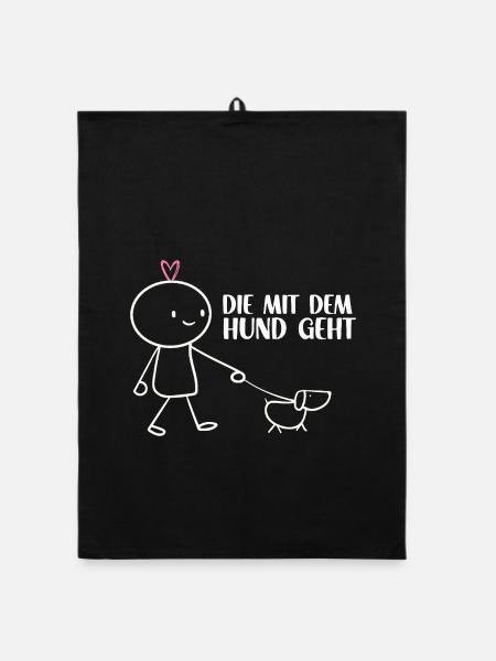 Gassi mit Hund – Minimalistisch Hunde Mama Gassi - Organic Geschirrtuch - Schwarz - Vorne