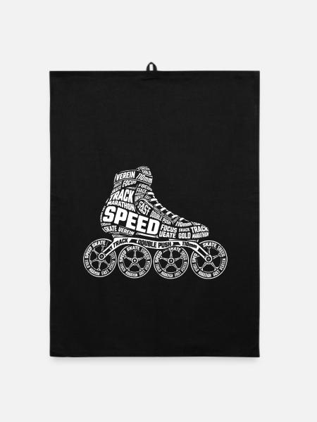 Speedskating Inline Skates Word Art - Organic Geschirrtuch - Schwarz - Vorne
