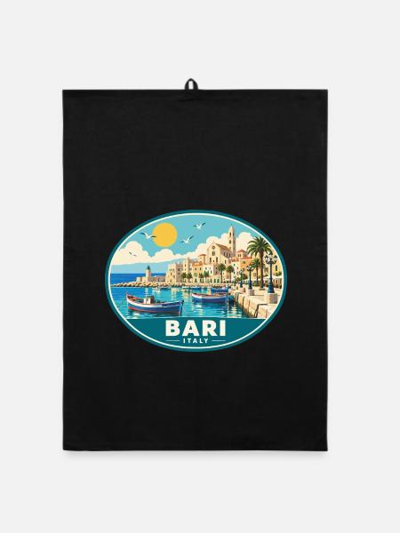 Erleben Sie Bari an der italienischen Adriaküste - Organic Geschirrtuch - Schwarz - Vorne