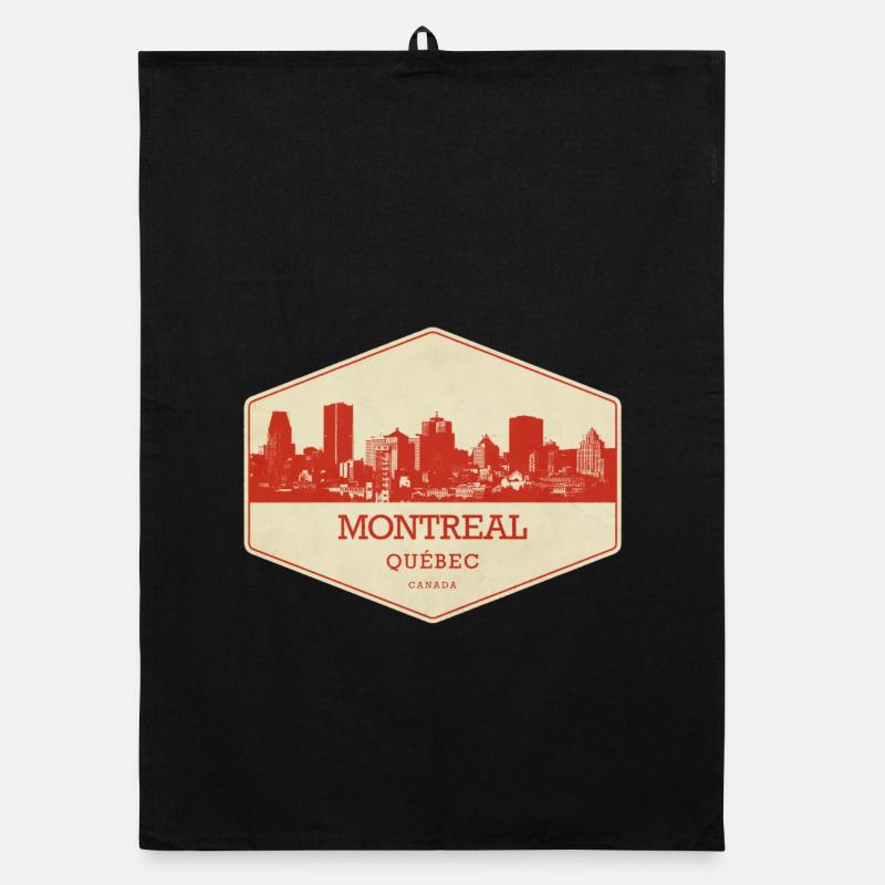 Sceau rétro de la Skyline de Montréal Torchon bio