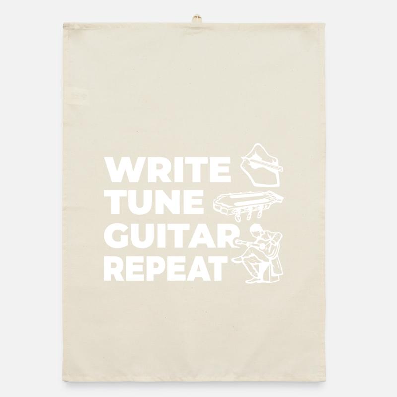 Write Tune Guitar Repeat Organic dish towel