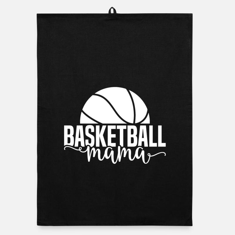 Basketball mama weiß - Organic Geschirrtuch - Schwarz