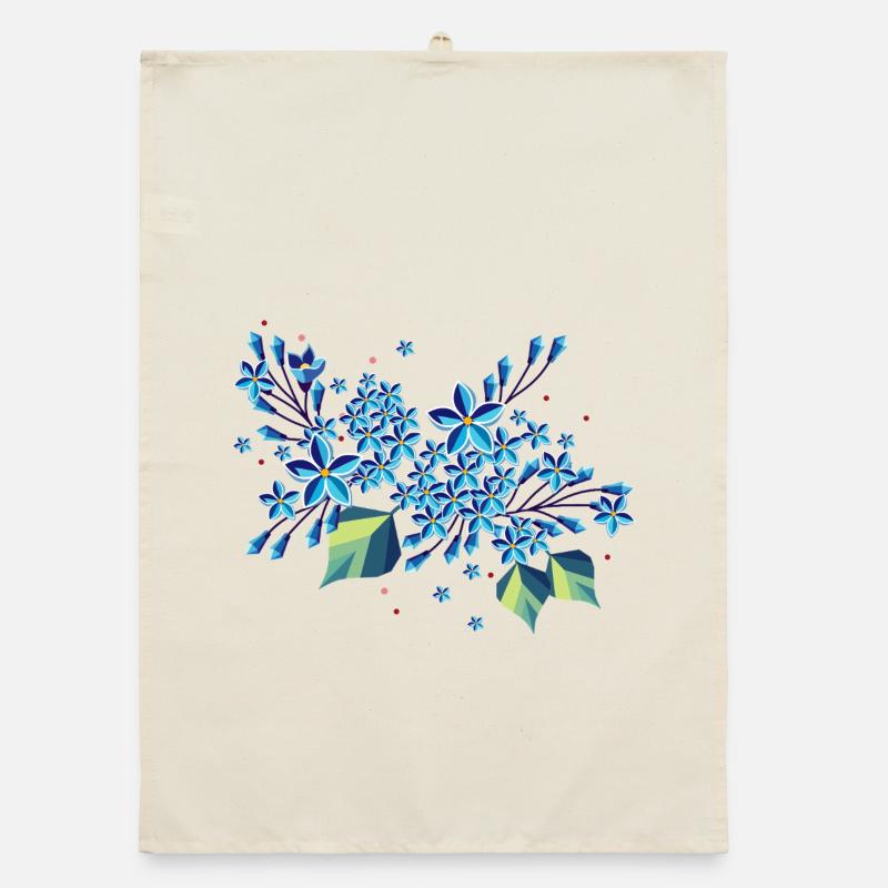 Branche de lilas – des tons bleus élégants dans un design moderne Torchon bio