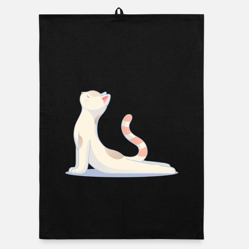 Chat faisant du yoga – Harmonie et équilibre Torchon bio