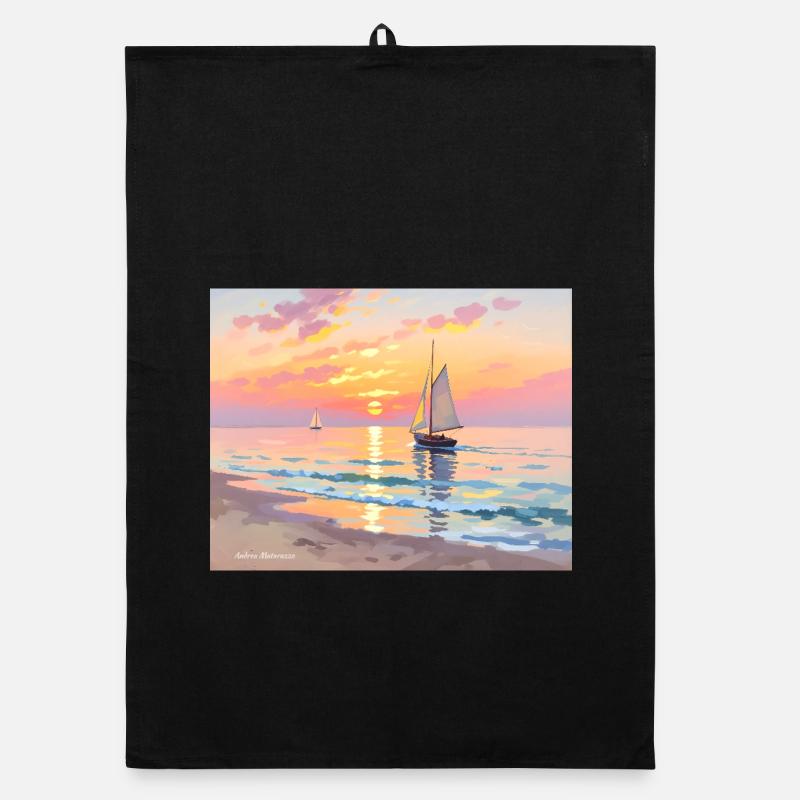 Nautical Sunset on the Beach Organic dish towel