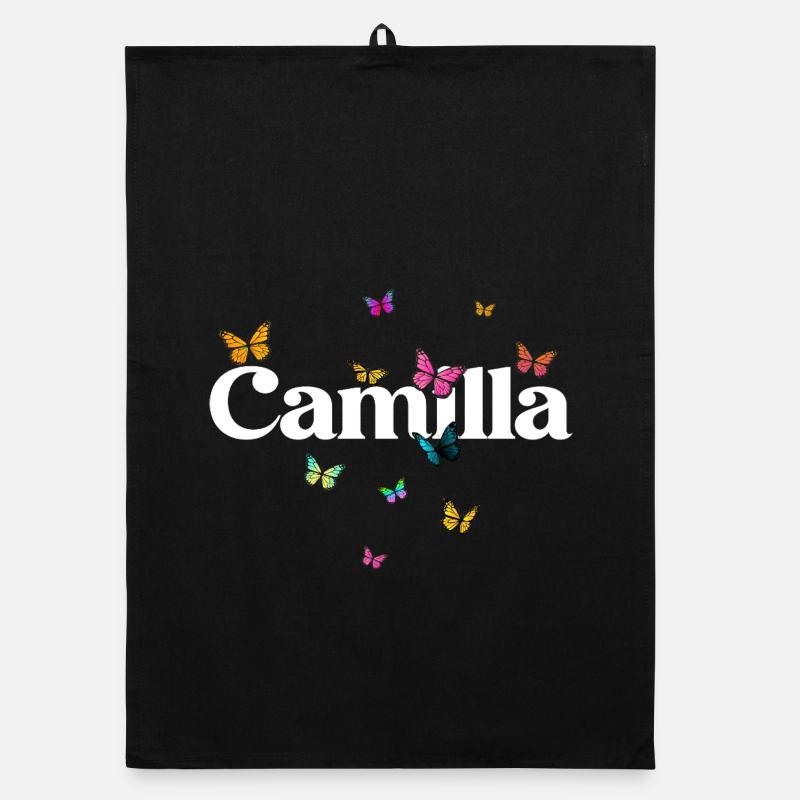 Schöner Mädchenname CAMILLA mit Schmetterlingen  Organic Geschirrtuch