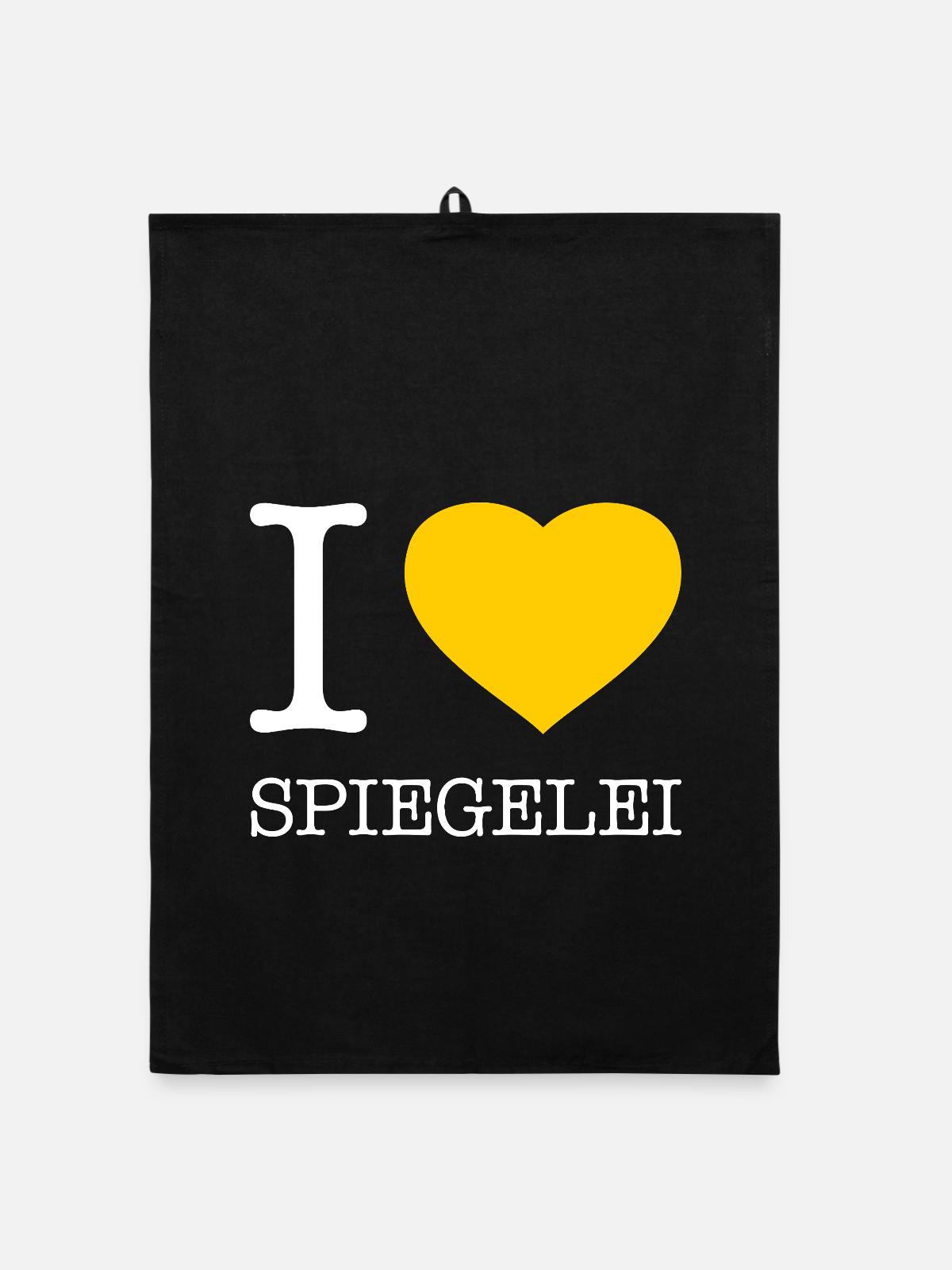 I love Spiegelei - Organic Geschirrtuch - Schwarz - Vorne