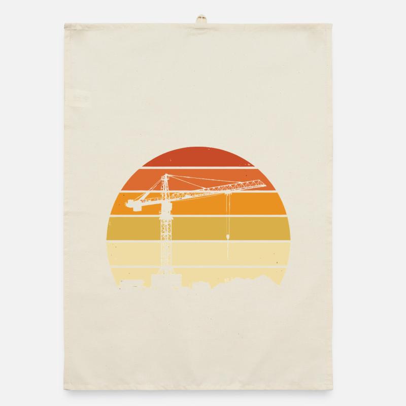 Crane Operator Retro Design – Construction Site & Construction Crane Organic dish towel