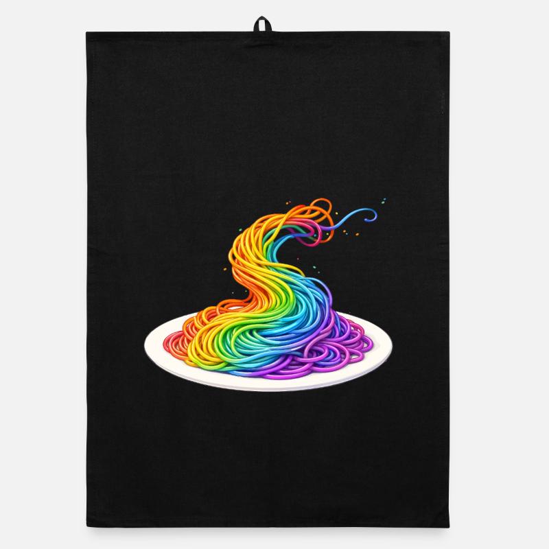 Rainbow Spaghetti Illustration Organic dish towel