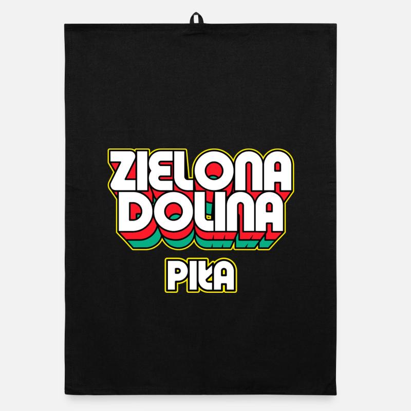 Zielona Dolina Piła. Retro District Name Organic dish towel