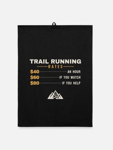 Traillauf Stundensatz Geschenk Trailläufer Lustig - Organic Geschirrtuch - Schwarz - Vorne