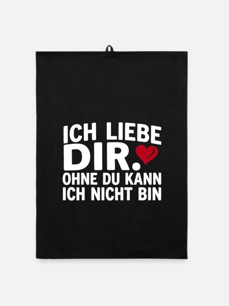 Liebe lustiger Spruch Ich liebe Dir  - Organic Geschirrtuch - Schwarz - Vorne