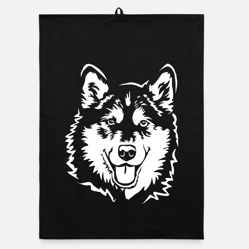 Alaskan Malamute Tête « Black Edition » - Torchon bio - noir