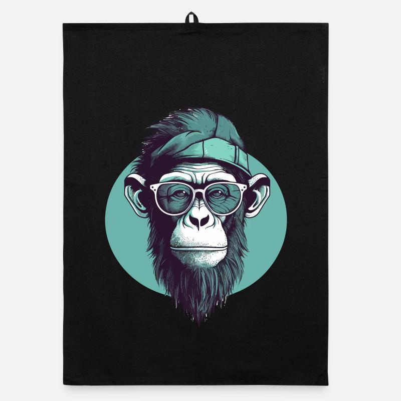 Singe hipster cool avec lunettes et casquette Torchon bio