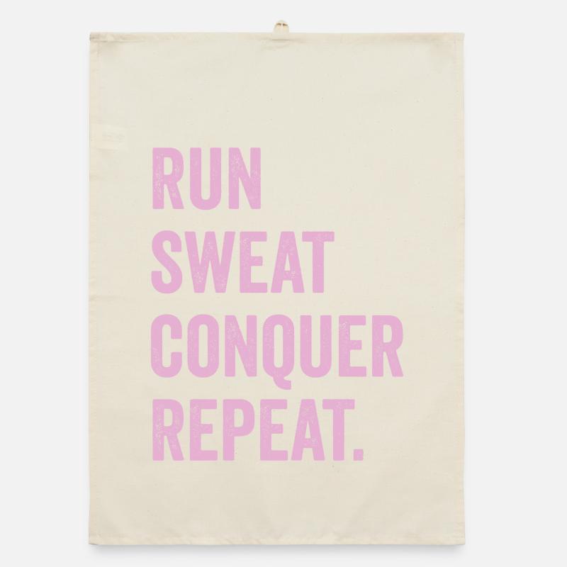 Courir. Sueur. Conquérir. Répéter. Torchon bio
