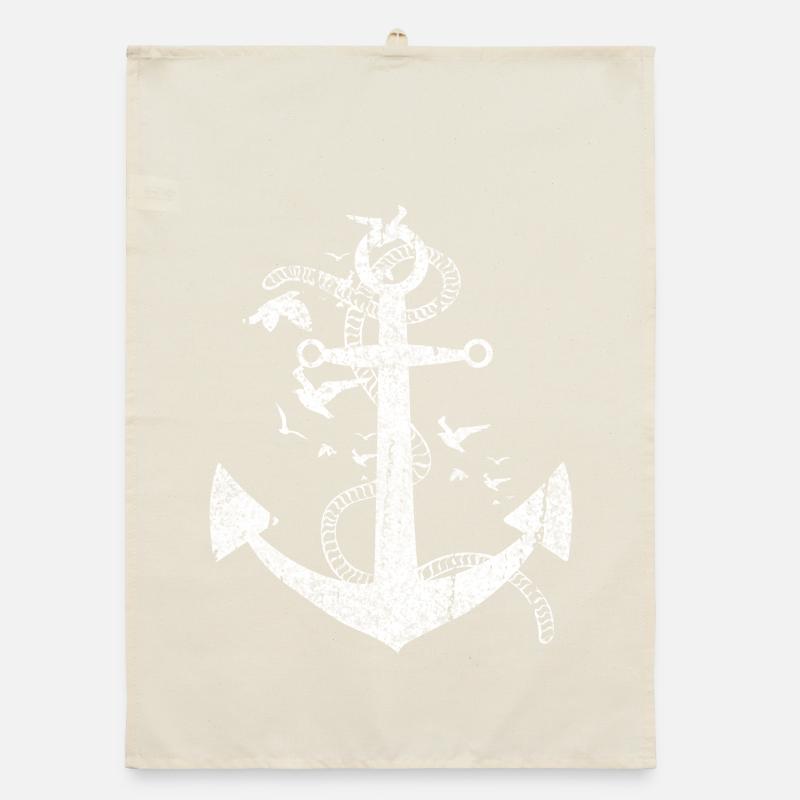 Distressed Anchor Maritime Design Organic Geschirrtuch