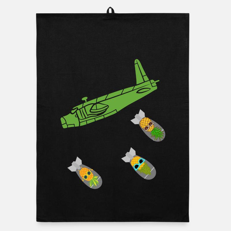 Green Pineapple Bomb Flugzeug - Organic Geschirrtuch - Schwarz