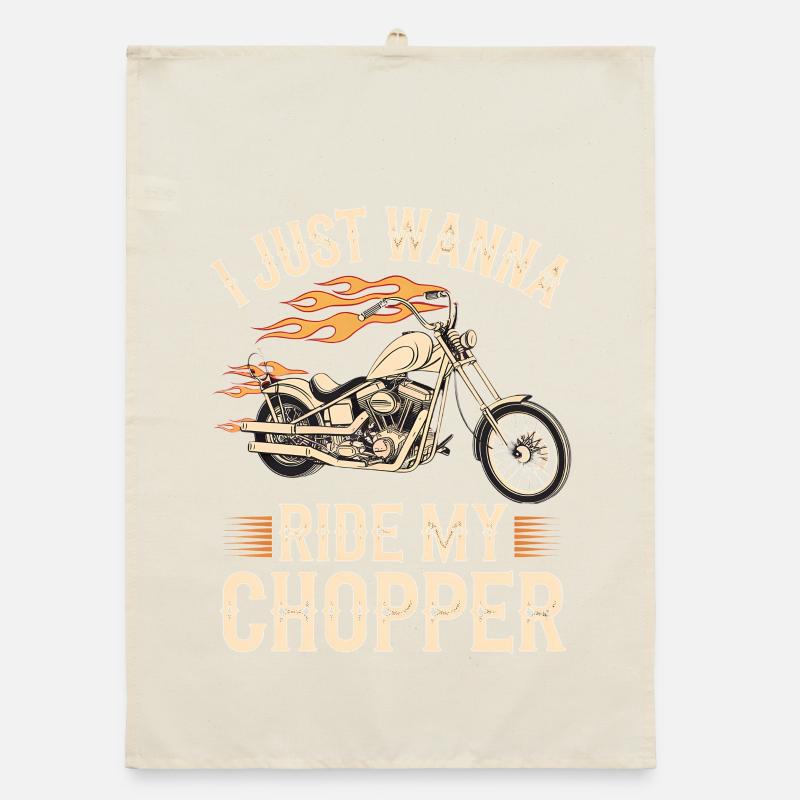 Flaming Chopper Motorcycle Organic dish towel