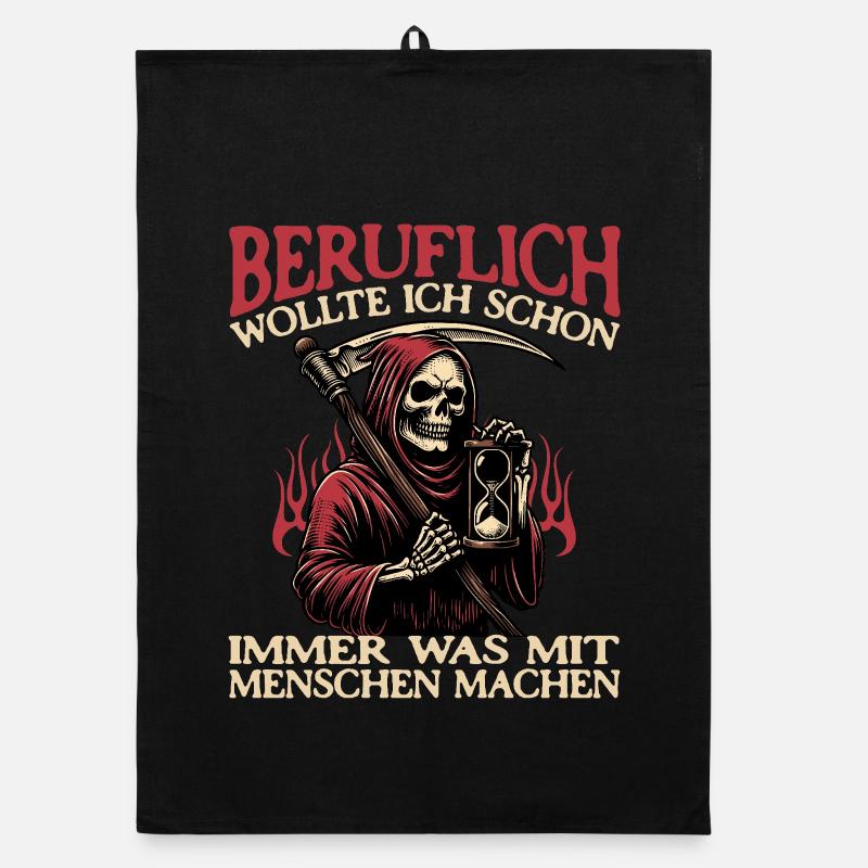 Sensemann Beruflich Was Mit Menschen Machen Lustig - Organic Geschirrtuch - Schwarz