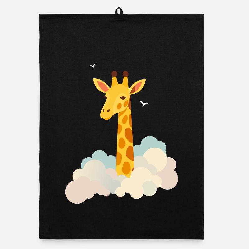Gentle giraffe above the clouds – Dreamlike motif Organic dish towel
