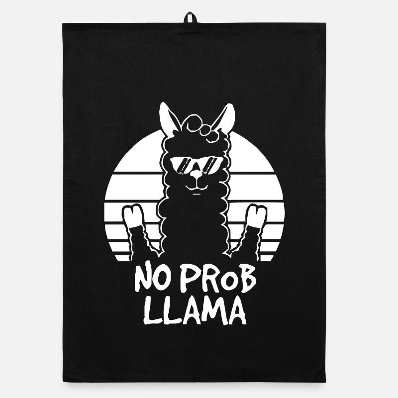 No Prob Lama Retro Sonne Organic Geschirrtuch