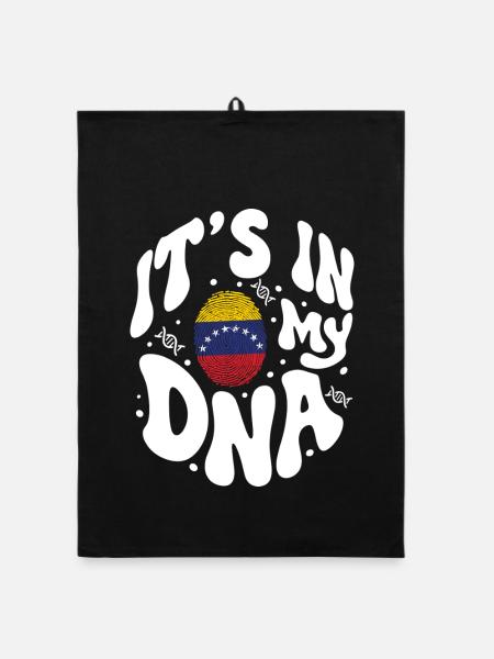 Venezolanische DNA Venezuela Flagge Hispanisch - Organic Geschirrtuch - Schwarz - Vorne