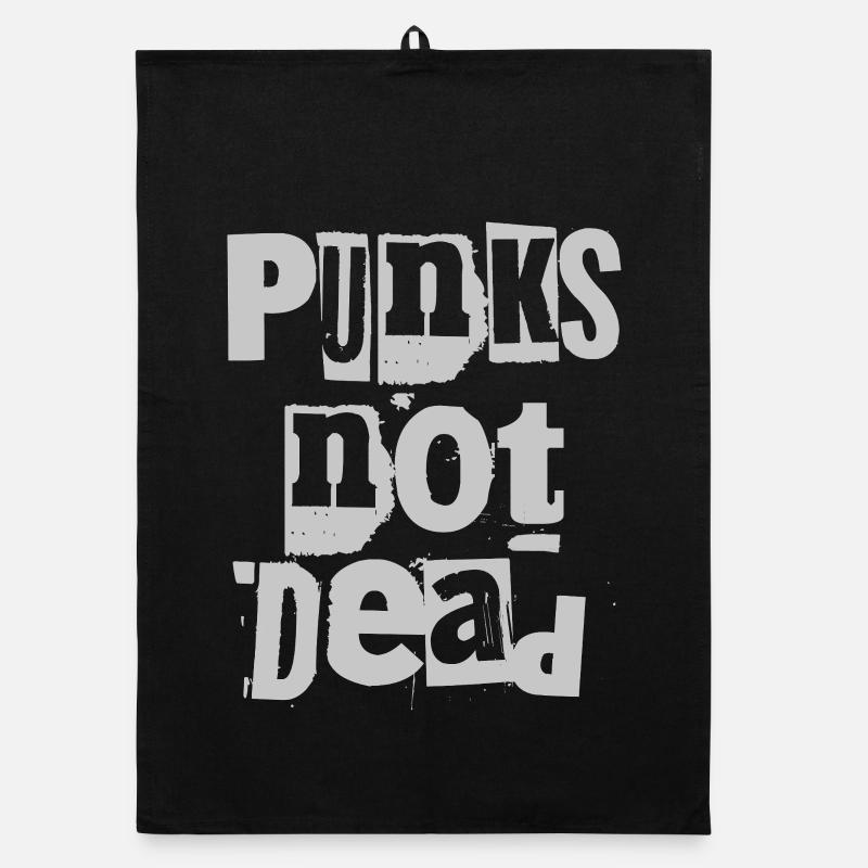 Punks Not Dead Grunge Typography Organic dish towel