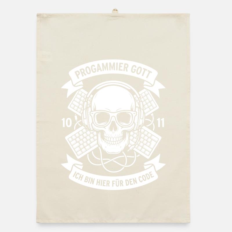 Code Schädel mit Kopfhörern Organic Geschirrtuch