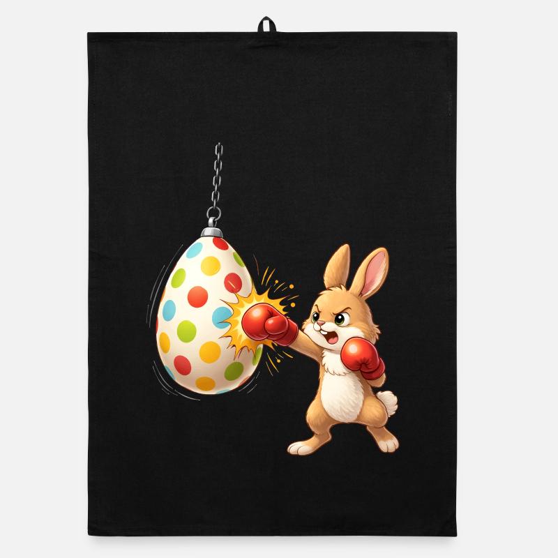 Boxender Osterhase mit Osterei-Boxsack Organic Geschirrtuch
