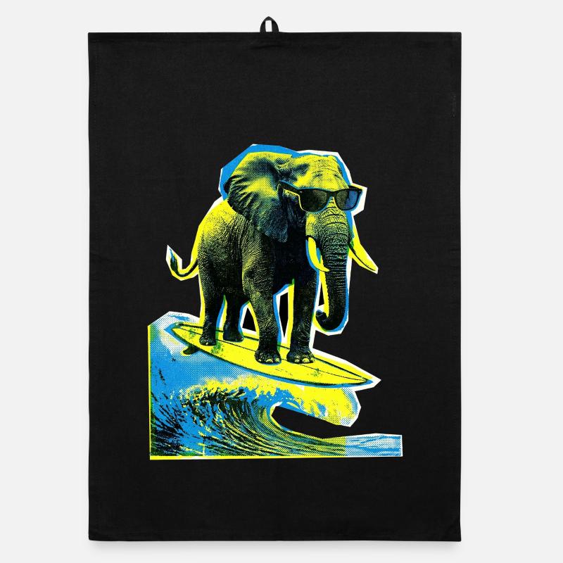 Elephant Surfer Organic dish towel