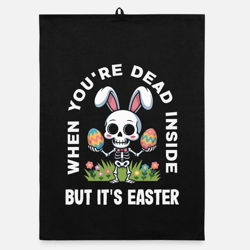 Joyeuse Pâques, douce chasse aux œufs du lapin, œufs de Pâques Torchon bio