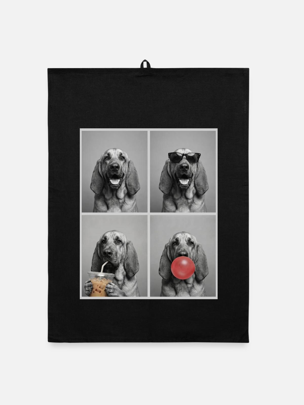 Hunde Bluthund Hund - Organic Geschirrtuch - Schwarz - Vorne