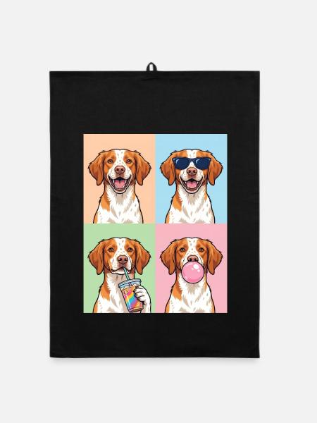 Hunde Brittany Hund - Organic Geschirrtuch - Schwarz - Vorne