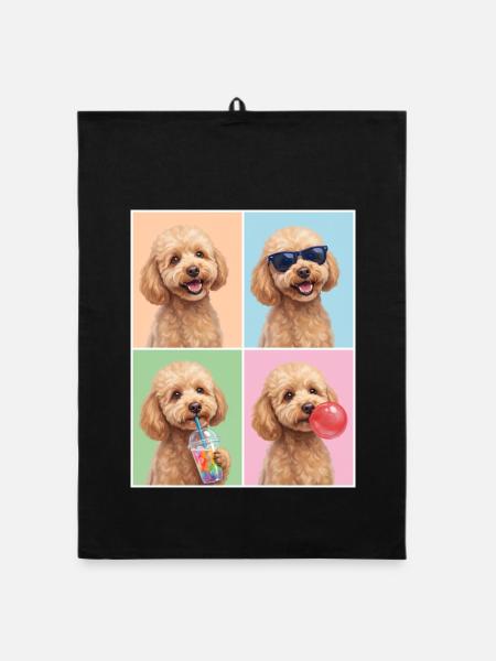 Hunde Pudel Hund - Organic Geschirrtuch - Schwarz - Vorne