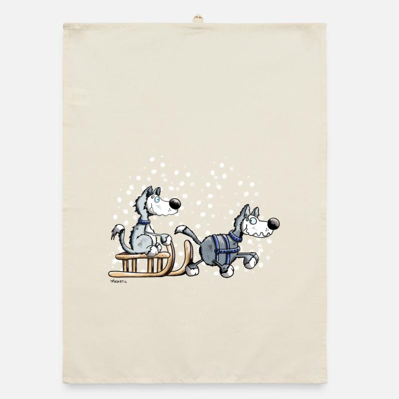 Schlittenhunde im Schnee Organic Geschirrtuch