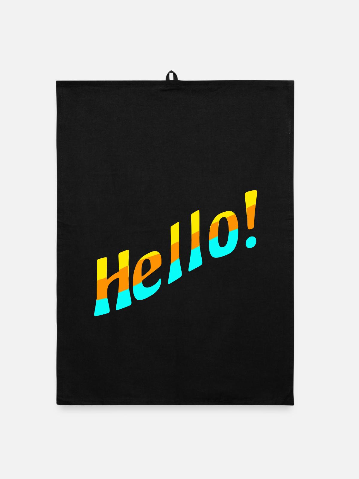 Hello! - Organic dish towel - black - Front